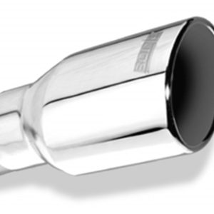 Borla Universal Polished Tip Single Round Rolled Angle-Cut w/Clamp