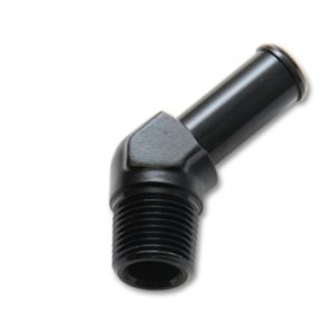 Vibrant 1/2in NPT to 1/2in Barb 45 Degree Fitting - Aluminum