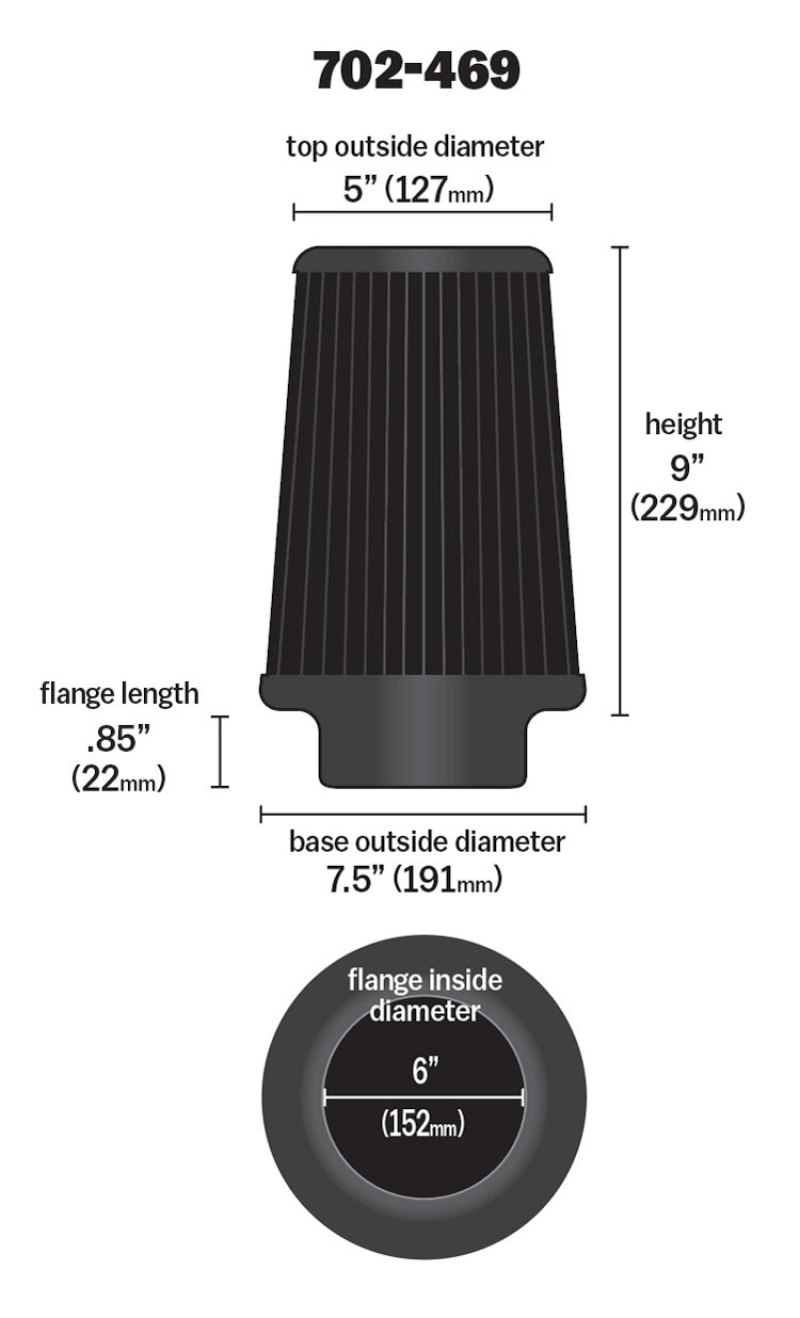 Airaid Universal Air Filter - Cone 6 x 7 1/4 x 5 x 9 - Blue SynthaMax - Image 4