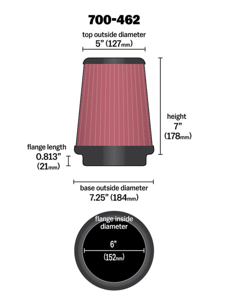 Airaid Universal Air Filter - Cone 6 x 7-1/4 x 5 x 7 - Image 5