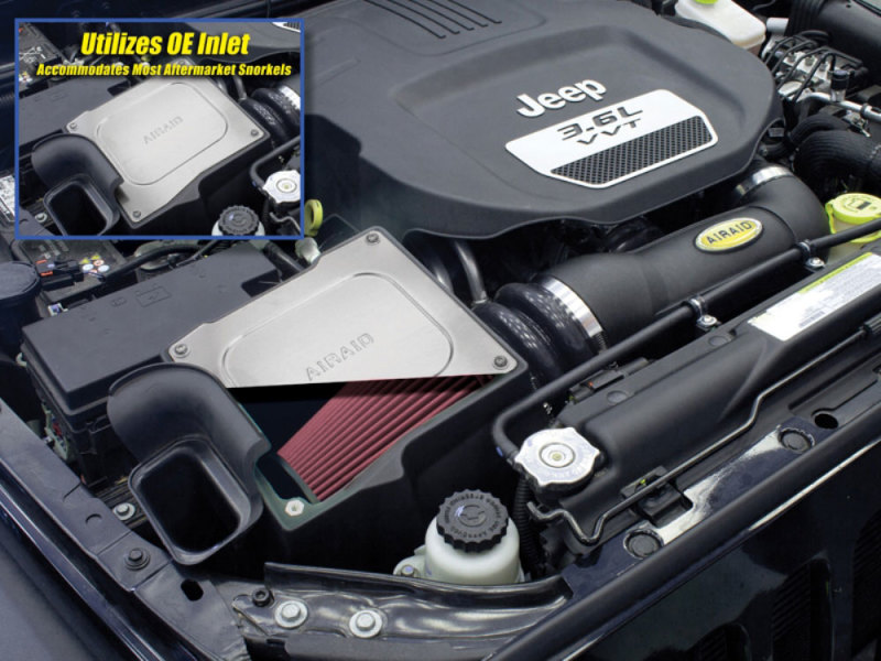 Airaid 12-14 Jeep Wrangler JK 3.6L Pentastar MXP Intake System w/ Tube (Dry / Red Media) - Image 2