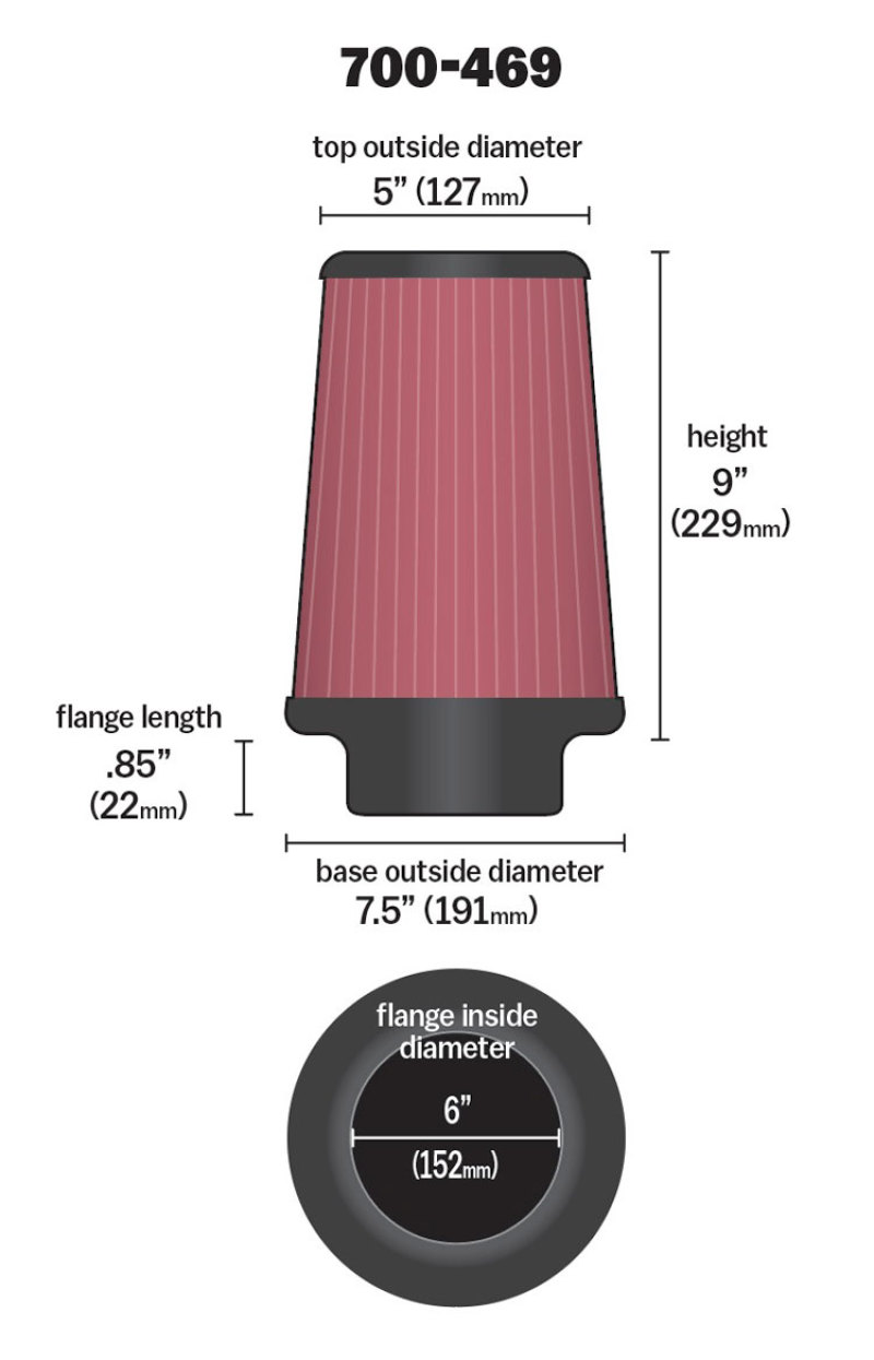 Airaid Universal Air Filter - Cone 6 x 7 1/4 x 5 x 9 - Image 5