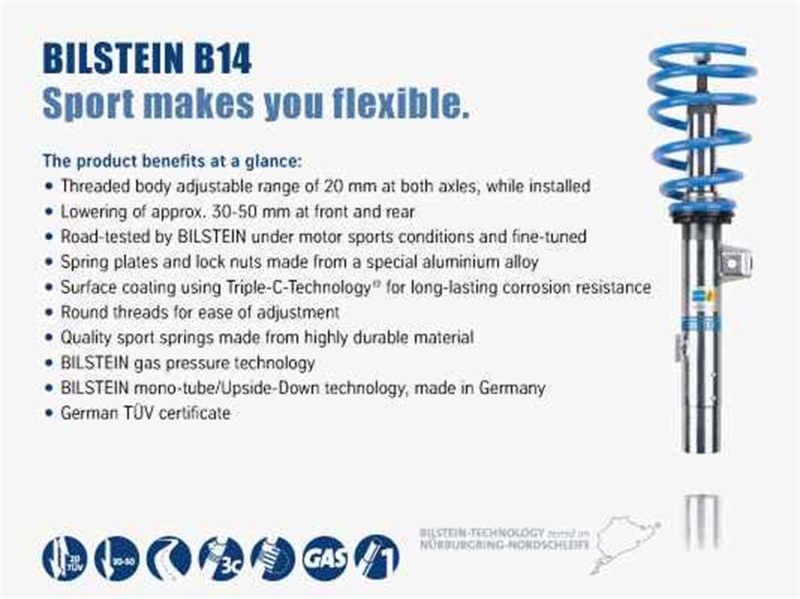 Bilstein B14 2005 Mini Cooper Base Convertible Front and Rear Suspension Kit - Image 8
