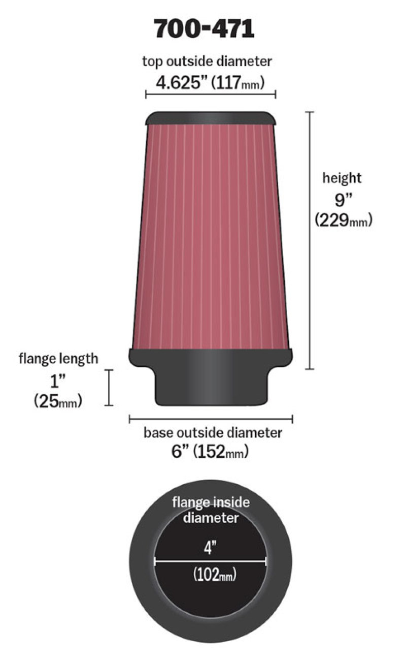 Airaid Universal Air Filter - Cone 4 x 6 x 4 5/8 x 9 w/ Short Flange - Image 5