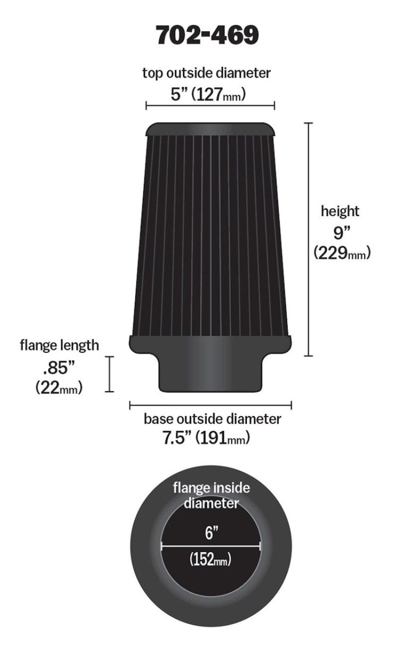 Airaid Universal Air Filter - Cone 6 x 7 1/4 x 5 x 9 - Blue SynthaMax - Image 3