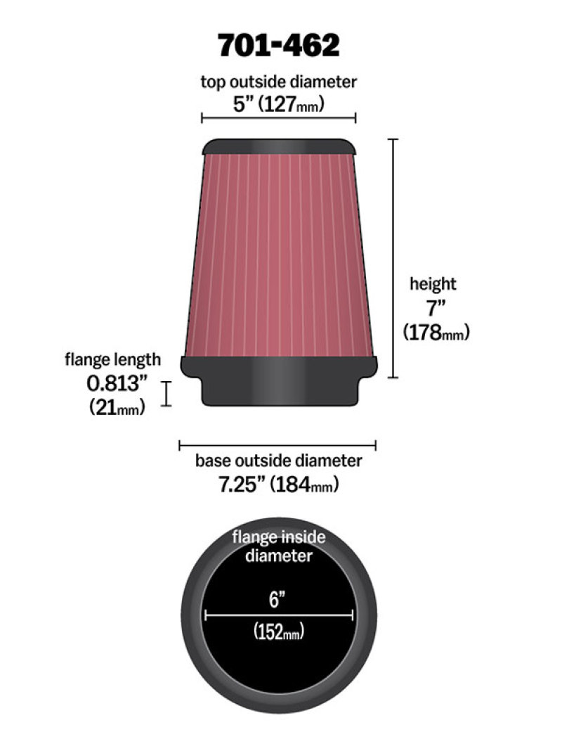 Airaid Universal Air Filter - Cone 6 x 7-1/4 x 5 x 7 - Image 5